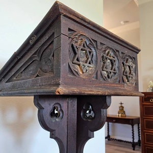 Large Antique Gothic Revival Carved Oak Religious Church Altar Synagogue Lectern Book Stand Podium image 7