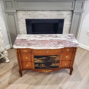 19th Century French Transition Chinoiserie Chest Of Drawers Commode or Sideboard image 4