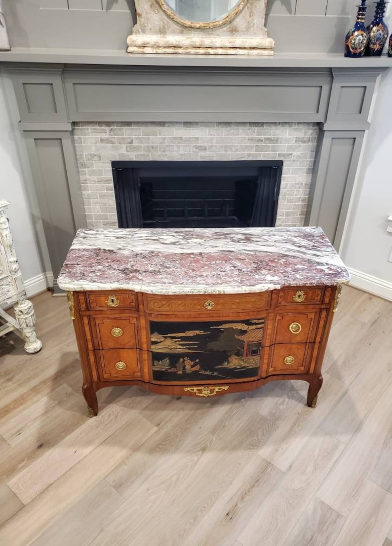 19th Century French Transition Chinoiserie Chest Of Drawers Commode or Sideboard image 4