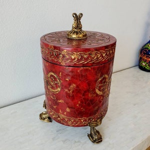 Maitland-Smith Red Partial Gilt Decorative Table Box image 2