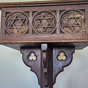 Large Antique Gothic Revival Carved Oak Religious Church Altar Synagogue Lectern Book Stand Podium image 6