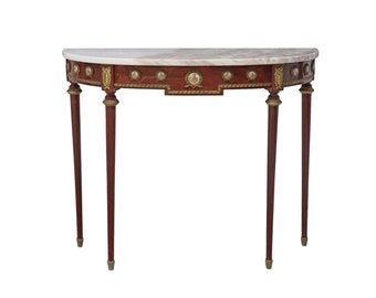 H & L Epstein Louis XVI Revival Gilt Bronze Ormolu Porcelain Mounted Console Table
