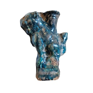 Scarce Chinese Song Dynasty Antique Turquoise Blue Glazed Pottery Foo Dog Guardian Lion Incense Holder Figure / Small Statue