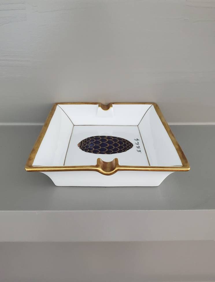 Rare House of Fabergé & Limoges France Fine Porcelain Tray With Hand  Painted Partial Gilt Pine Cone Egg Luxury Tableware 