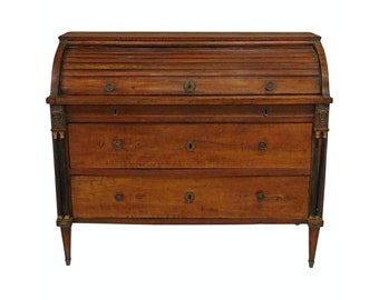 Scarce French Empire Period Bureau A Cylindre Antique Gentlemans Roll Top Cylinder Desk Early 19th Century