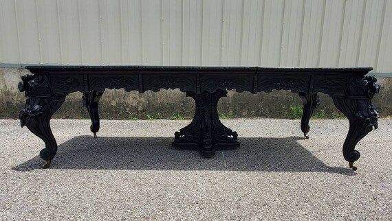 Rare Antique Meiji Period Japanese Export Dragon Carved Laqueur