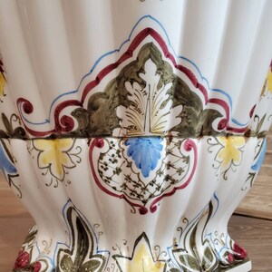 Monumental Italian Porcelain Hand Painted Fiori Urn Floor Vase, Signed, D.P. Italy, Artist M Dalla Costa image 6