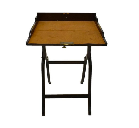 19th Century English Mahogany Campaign Folding Writing Table