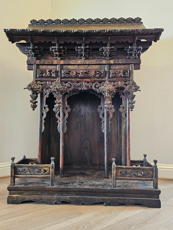Tibetan Altar Cabinet With Original Painting - circa 1920 Tibetan Altar Cabinet With Original Painting - circa 1920