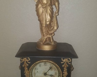 Antique Figural Statue Mantle Clock