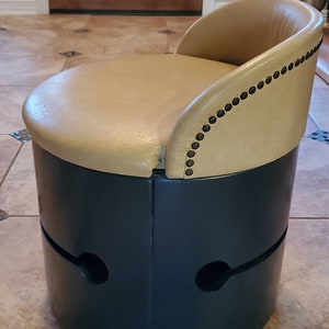 1960s Italian Mid-Century Modern Rolling Swivel Stool Low Chair Bentwood Atomic Age Kids Barrel Chair image 2
