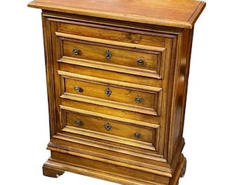 Vintage Tuscan Italian Walnut Chest Of Drawers Nightstand Side Table circa 1940