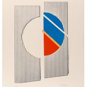 Michael Argov Untitled 2 Minimalist Geometric Abstract 1969/1970 Signed, Serigraph Op Art image 2