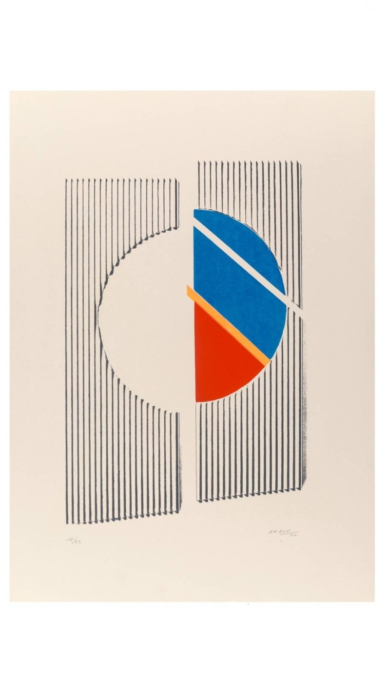 Michael Argov Untitled 2 Minimalist Geometric Abstract 1969/1970 Signed, Serigraph Op Art image 2