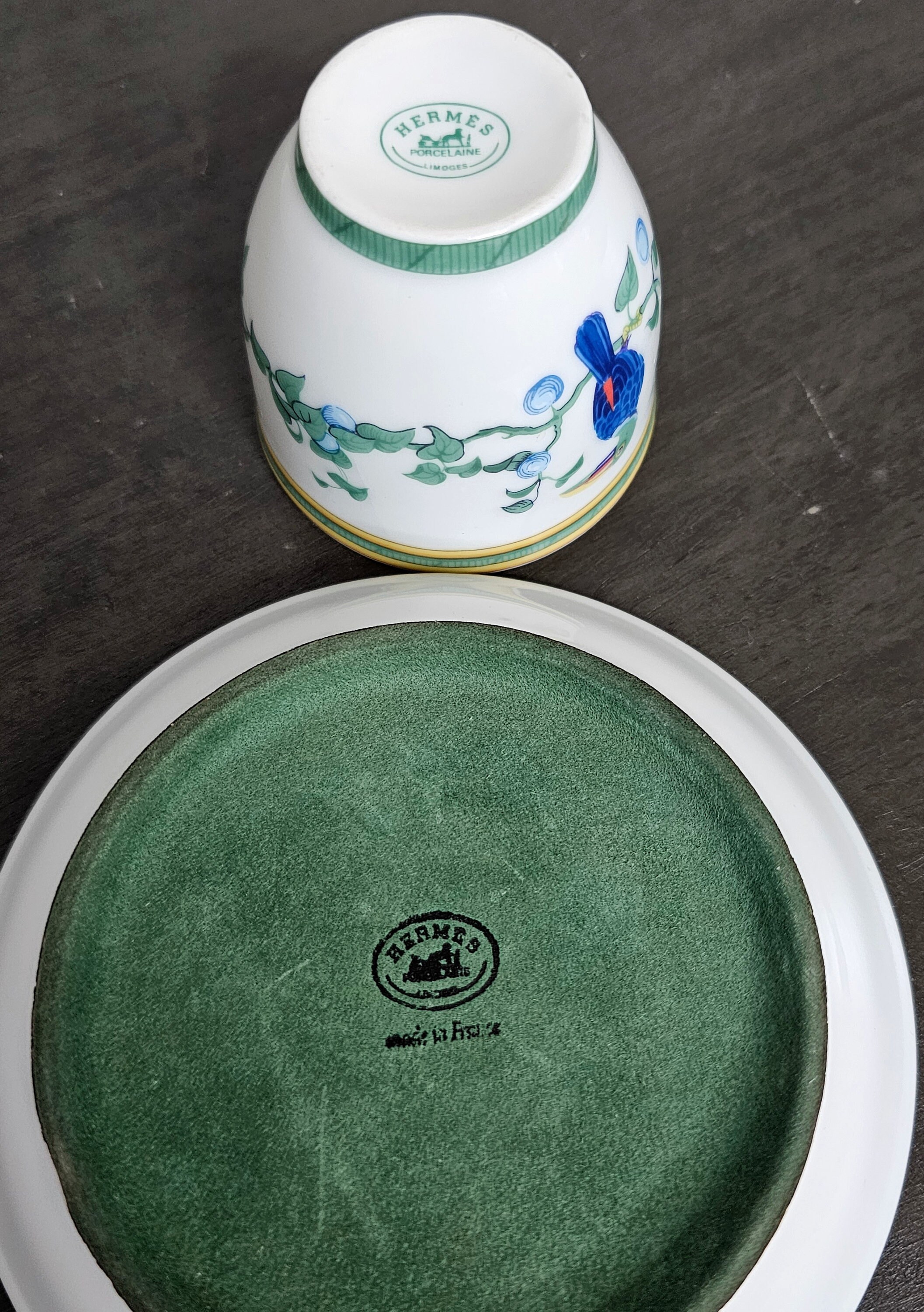 HERMES Limoges トゥカン プレート 楕円形 RARE Hermes Toucans Blue