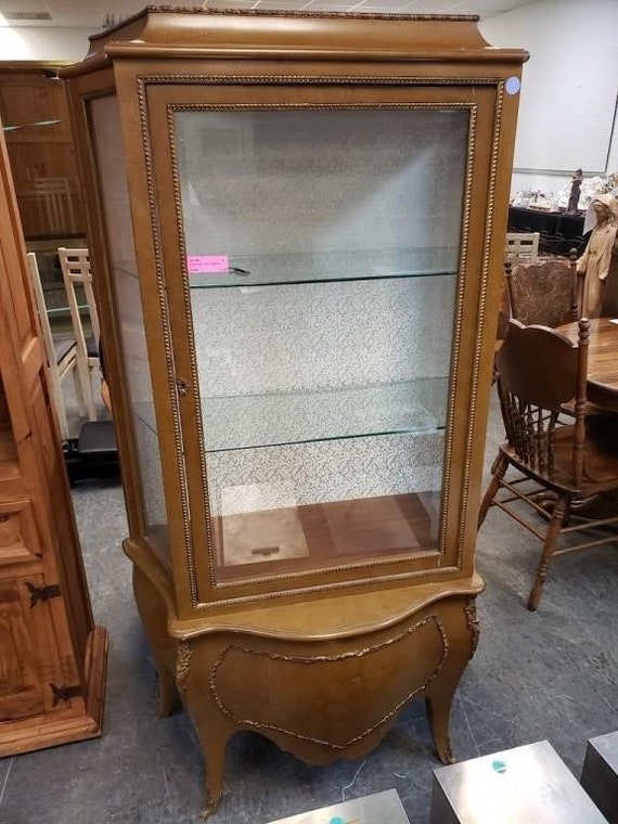 Beautiful Antique Spanish Birds Eye Maple Bombe Curio Cabinet Etsy