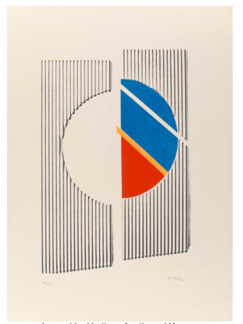 Michael Argov Untitled 2 Minimalist Geometric Abstract 1969/1970 Signed, Serigraph Op Art image 3