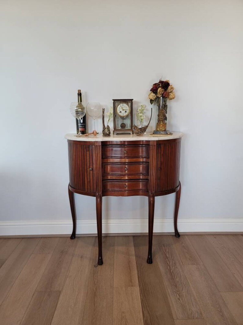 Scarce 18th Century French Louis XV Period Walnut Tambour Door Sideboard Server image 8