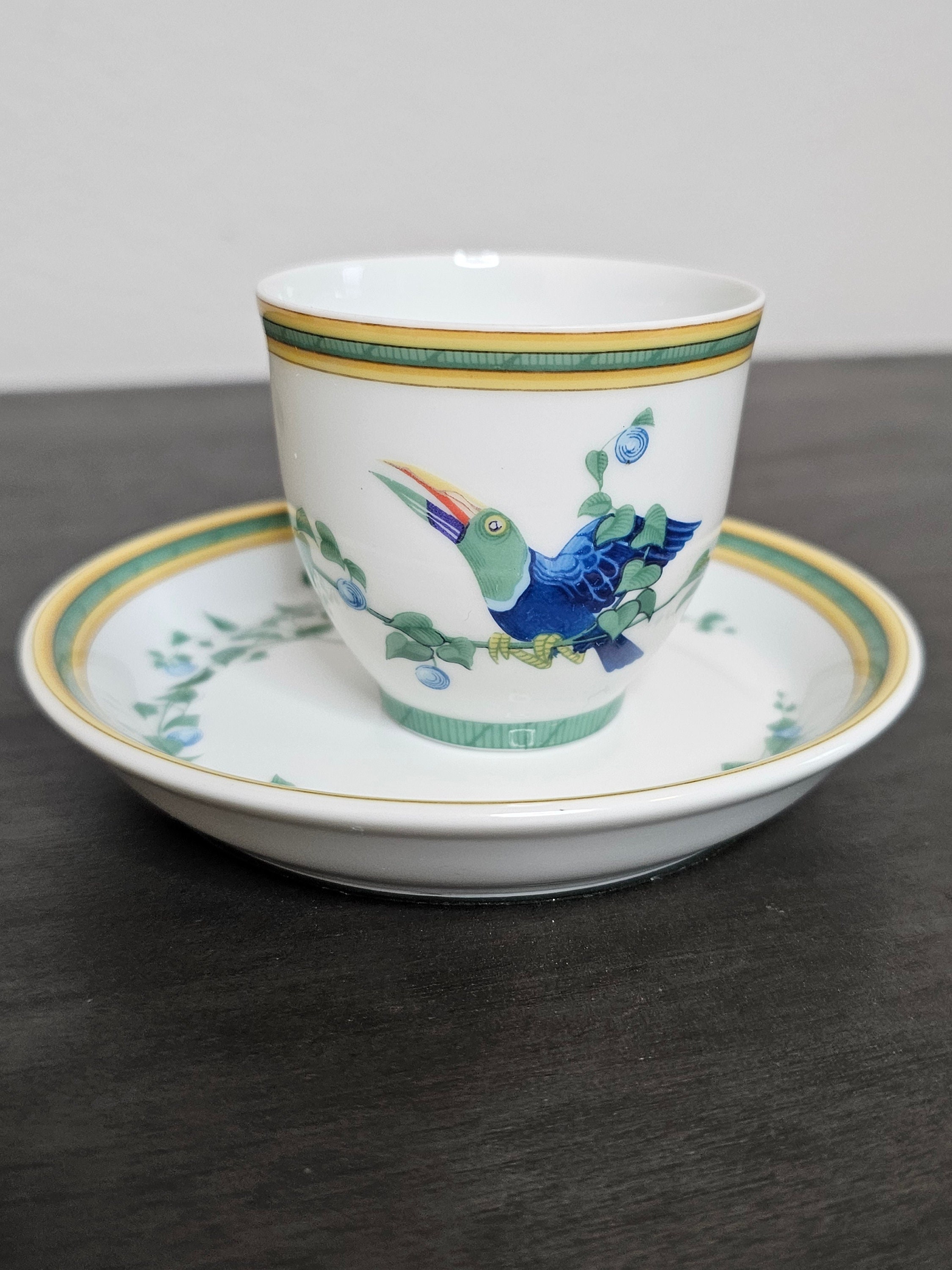 Hermes Paris Toucan Limoges Porcelain Small Cup Bowl & Dish Plate