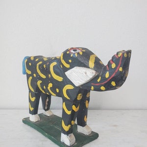 Vintage Guatemalan Hand Carved & Painted Wooden Mythical Elephant Folk Art Sculpture, Latin America / Central American / Mexican image 3