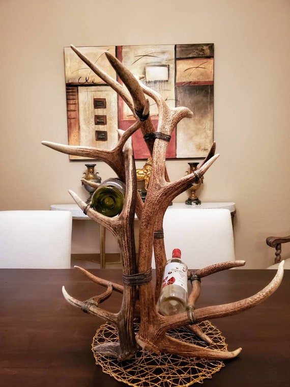 Monumental Maitland smith Real Antler Wine Bottle Holder Display