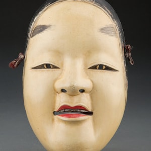 Antique Japanese Theater Hand Carved Painted Wood Noh Mask Ko-Omote image 2