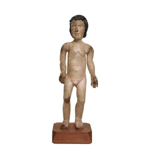 18th/19th Century European Italian Baroque Carved Polychrome Limewood Santo Altar Figure Christ Child Sculpture