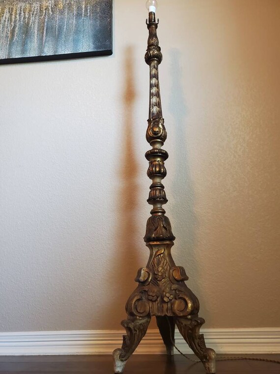 wood torchiere floor lamp