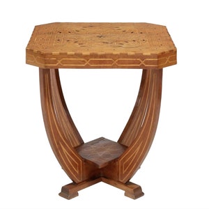 1930s Italian Art Deco Period Parquetry Inlaid Sculptural Side Table - Sorrento Marquetry