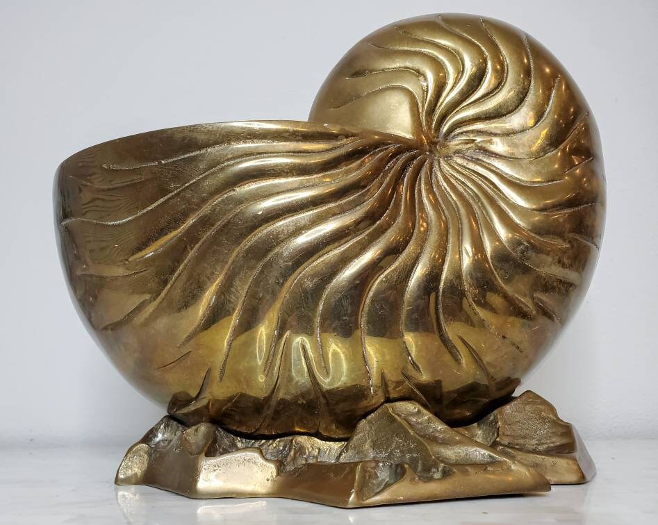 Large Vintage Modernist Brass Nautilus Sea Shell Sculpture, Vase, Wine  Cooler, Ice Bucket, Planter, Cachepot, Hamptons Coastal Decor -  New  Zealand