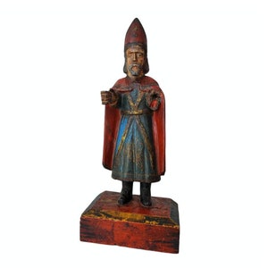 18th/19th Century Spanish Colonial Mexican Folk Art Religious Carved Polychrome Santos Altar Figure