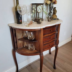 Scarce 18th Century French Louis XV Period Walnut Tambour Door Sideboard Server image 7