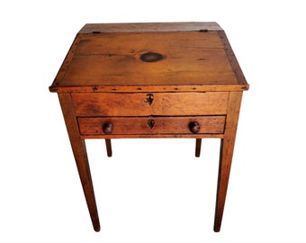 schoolhouse desks Antique Country American Primitive Slant Top School Desk, 19th Century New England