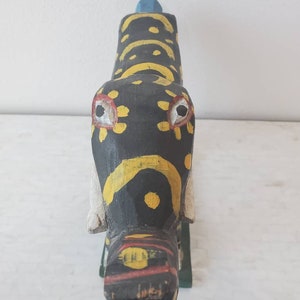 Vintage Guatemalan Hand Carved & Painted Wooden Mythical Elephant Folk Art Sculpture, Latin America / Central American / Mexican image 8