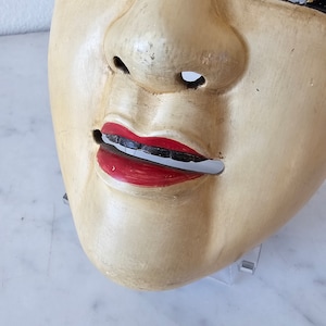 Antique Japanese Theater Hand Carved Painted Wood Noh Mask Ko-Omote image 9