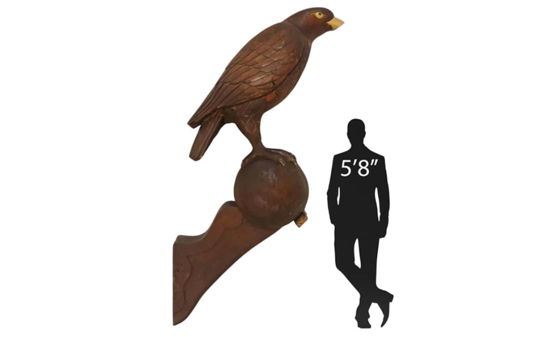 Monumental Architectural Carved Wood Eagle on Ball Architectural ...