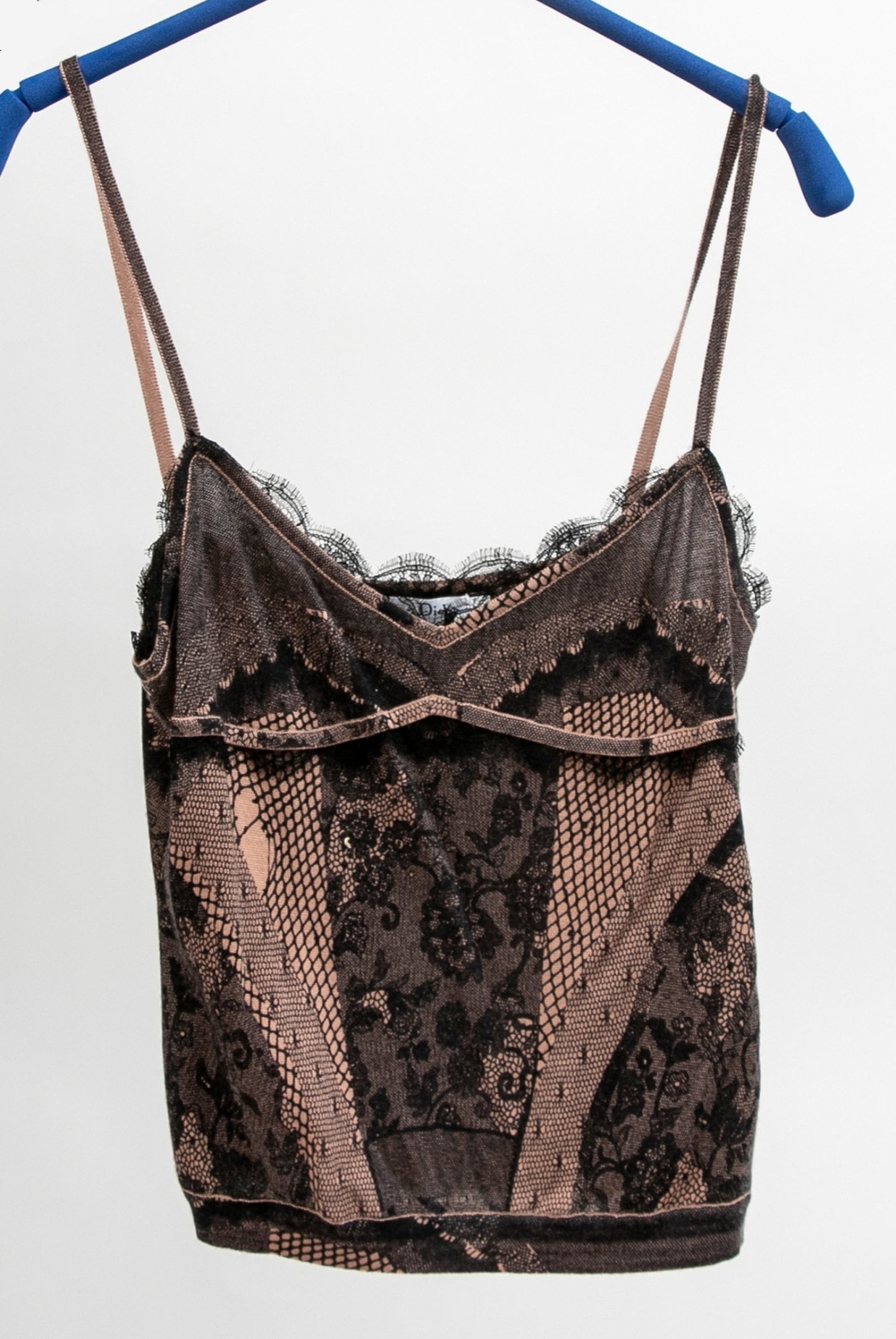 Christian Dior by Galliano Mesh Laced Trompe l’oeil Womens Slip Tank Top / Layering Camisole