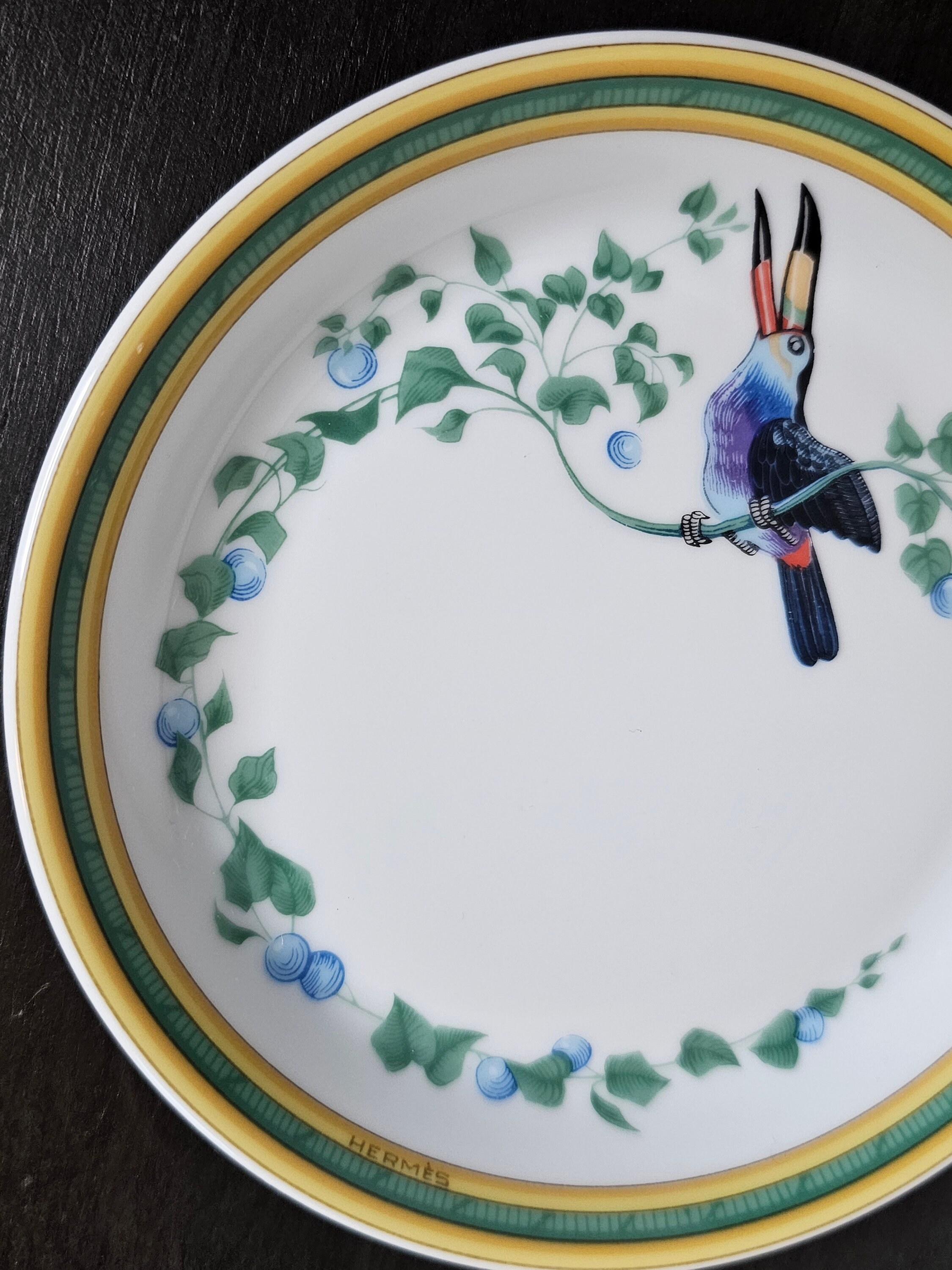 Hermes Paris Toucan Limoges Porcelain Small Cup Bowl & Dish Plate