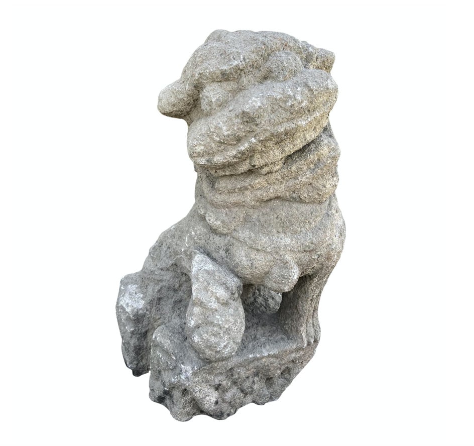 Antique Qing Dynasty Chinese Carved Stone Foo Dog
