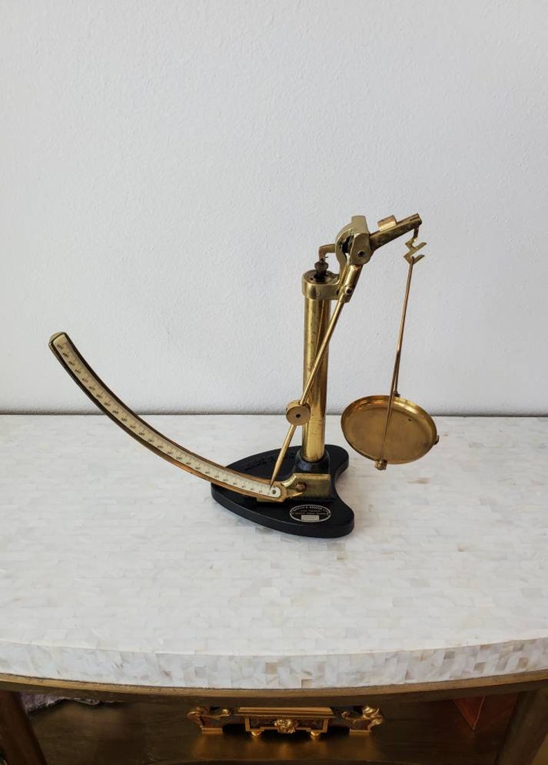 Vintage English Griffin & George Brass and Cast Iron Industrial Single Arm Balance Quadrant Paper Scale image 4