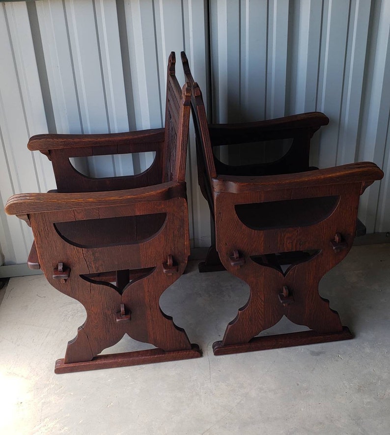 Antique American Renaissance Revival Carved Oak Armchair / Chair a Pair image 10