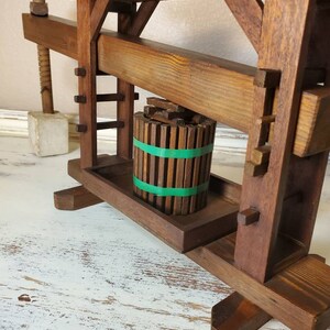 19th Century French Salesman Sample Miniature Wooden Grape / Wine Screw Press Model Antique Vineyard / Farm Industrial Winemaking Machine image 5