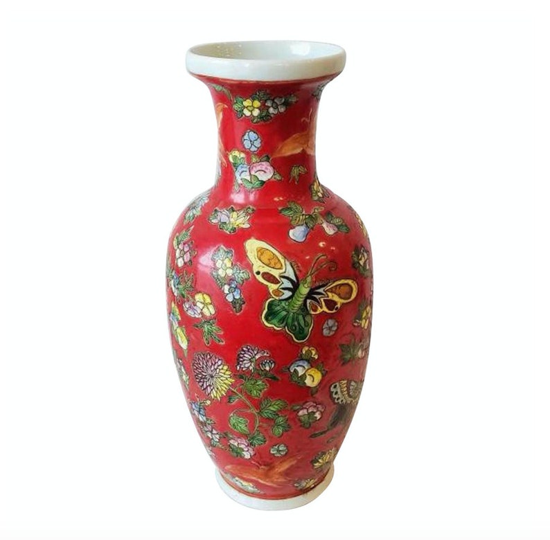 Vintage Maitland-smith Hand Painted Chinese Porcelain Vase - Etsy