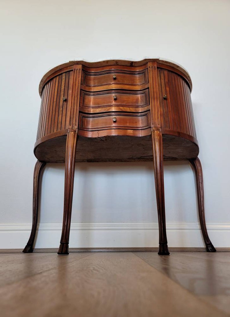 Scarce 18th Century French Louis XV Period Walnut Tambour Door Sideboard Server image 4