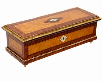 PAYMENT 2 -- RESERVED - Fine Antique Paul Sormani Signed French Napoleon III Period Gilt Bronze Ormolu Mounted Inlaid Glove Box Table Casket