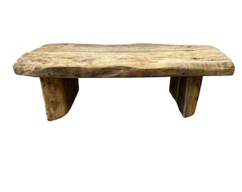 Rustic Antique Bleached Natural Live Edge Wood Bench or Coffee Table
