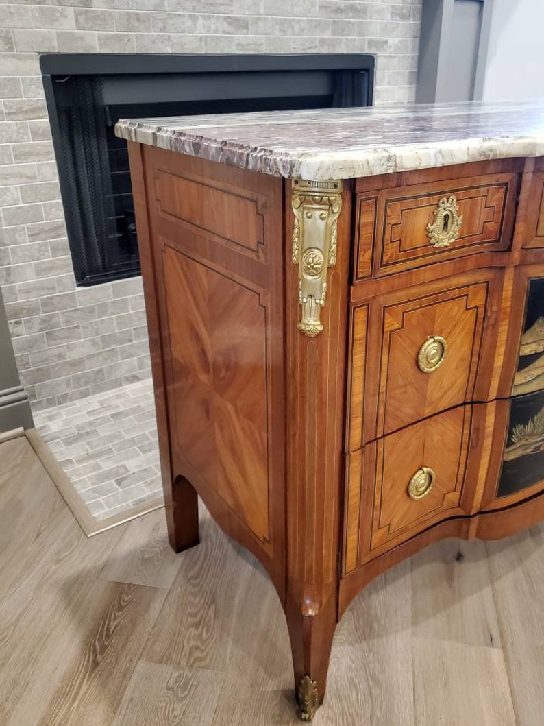 19th Century French Transition Chinoiserie Chest Of Drawers Commode or Sideboard image 10