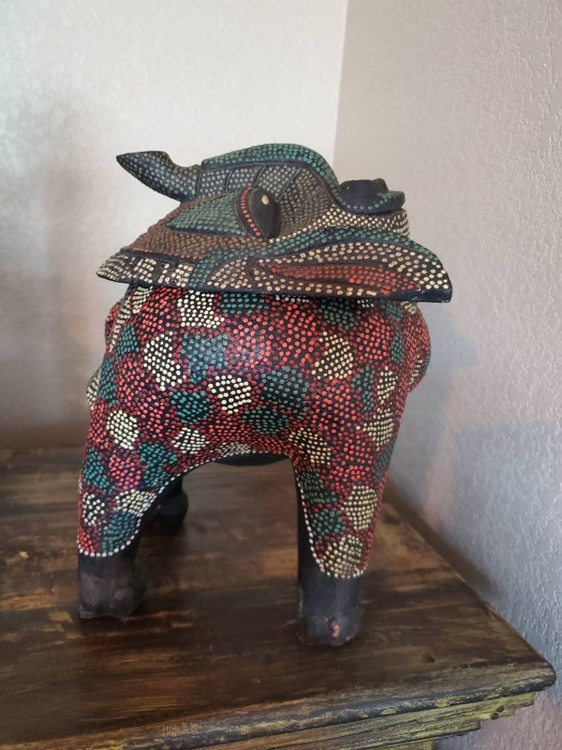 Vintage Indonesian Balinese Batik Folk Art Ebonized Hand Etsy