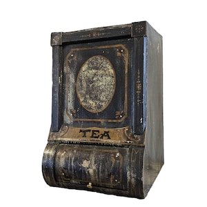 Antique General Store Counter Toleware Tea Dispenser Tin Bin Victorian Industrial Store Display