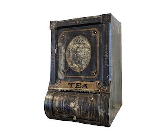 Antique General Store Counter Toleware Tea Dispenser Tin Bin Victorian Industrial Store Display